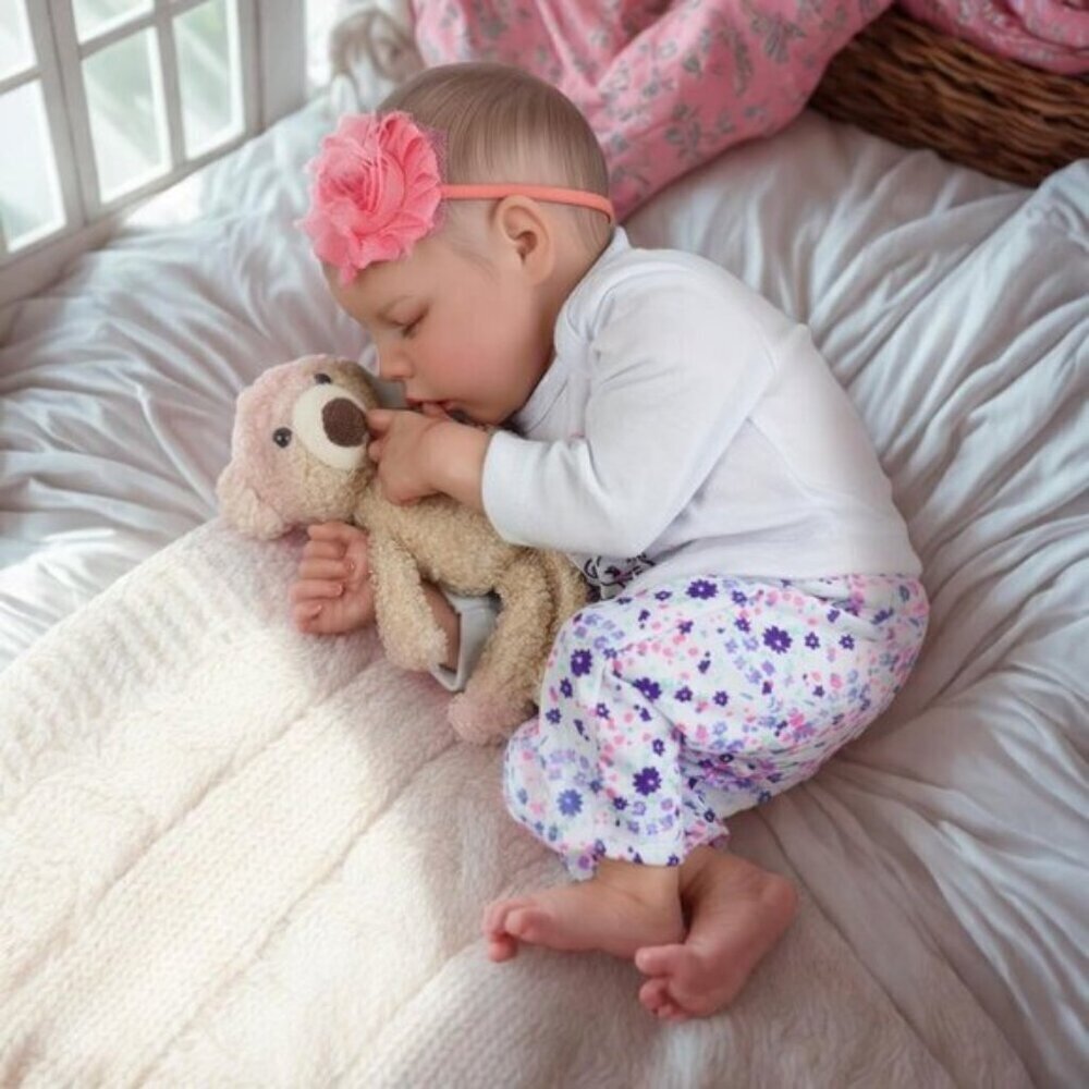 17" Lifelike Reborn Baby Doll Girl – Soft Vinyl, Poseable with Gift Set - Picture 4 of 9